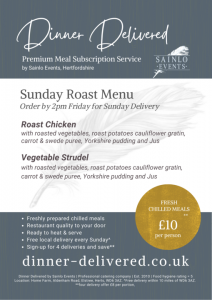 Sainlo Events dinner delivered sunday menu